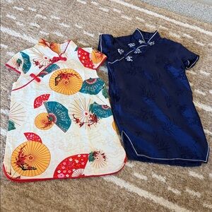 Toddler Traditional Chinese (cheongsam)Dress Bundle - Multicolor and Navy 2-3T